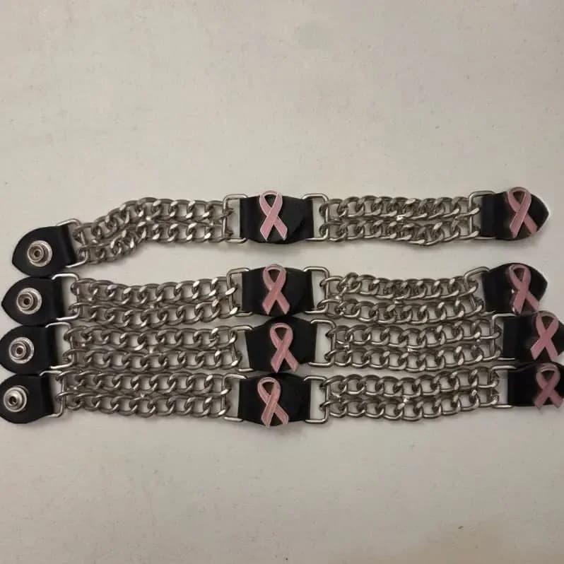 Cancer Awareness Chain Bracelets – Pink Ribbon Bulk Set, thumbnail 2