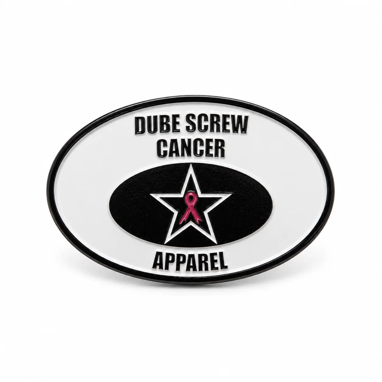 Dube Screw Cancer Metal Badge – Awareness Pin with Logo