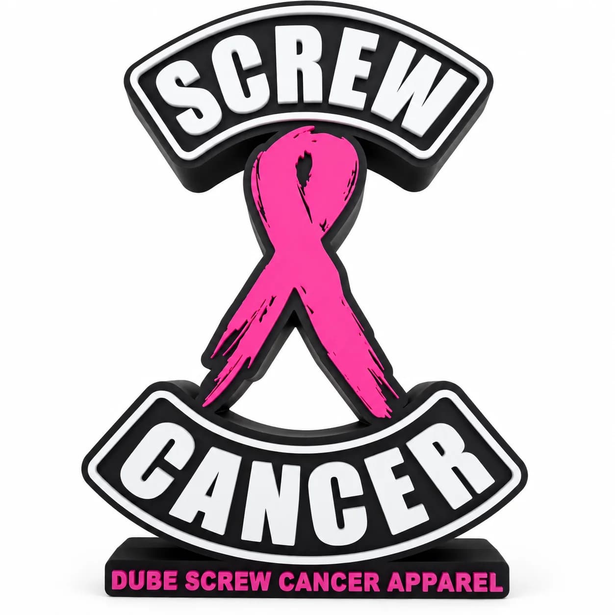 Screw Cancer Pink Ribbon Sign – Awareness Display