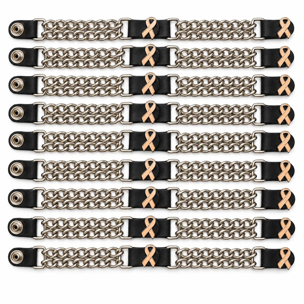 Cancer Awareness Chain Bracelets – Pink Ribbon Bulk Set